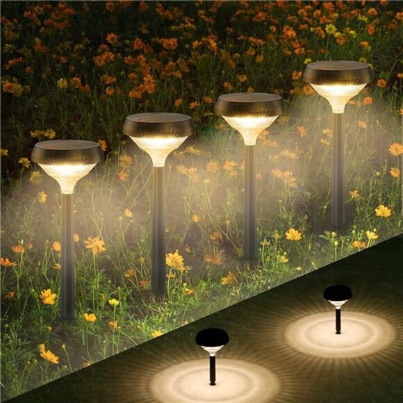 Solar Pathway Lights 8 Pack, Warm White Bright Solar Lights Outdoor Waterproof,